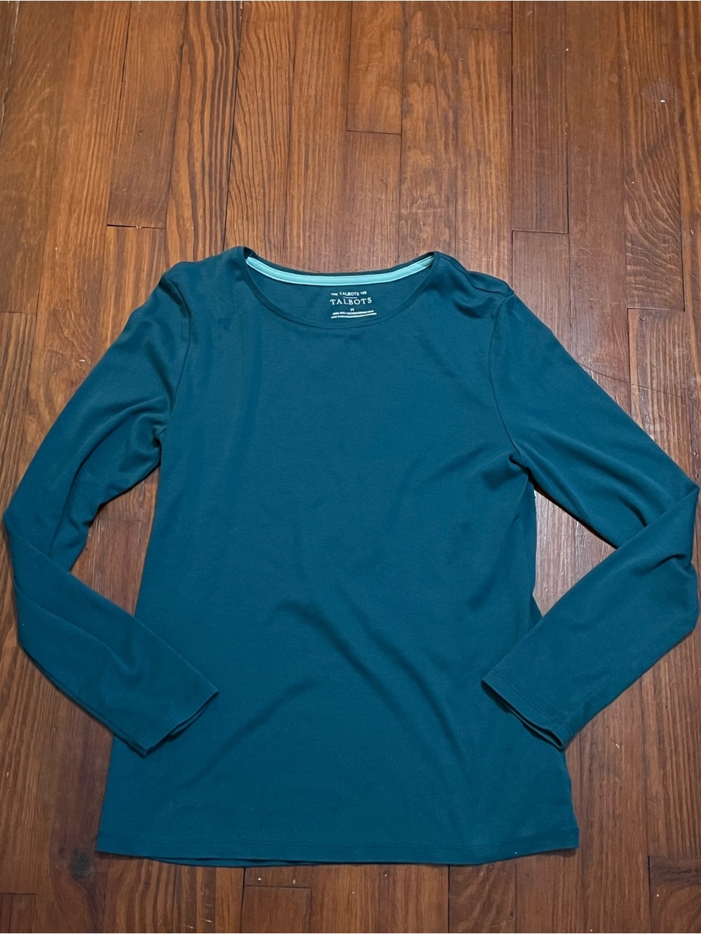 Talbots Deep Teal Long-Sleeve Crewneck Top